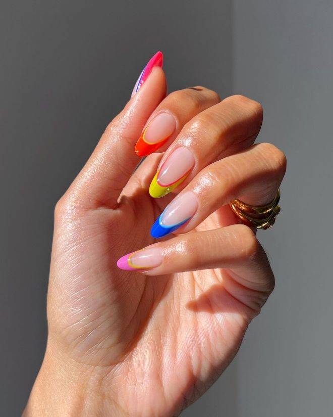 French Skittle Nails That Pair Well With Every Outfit