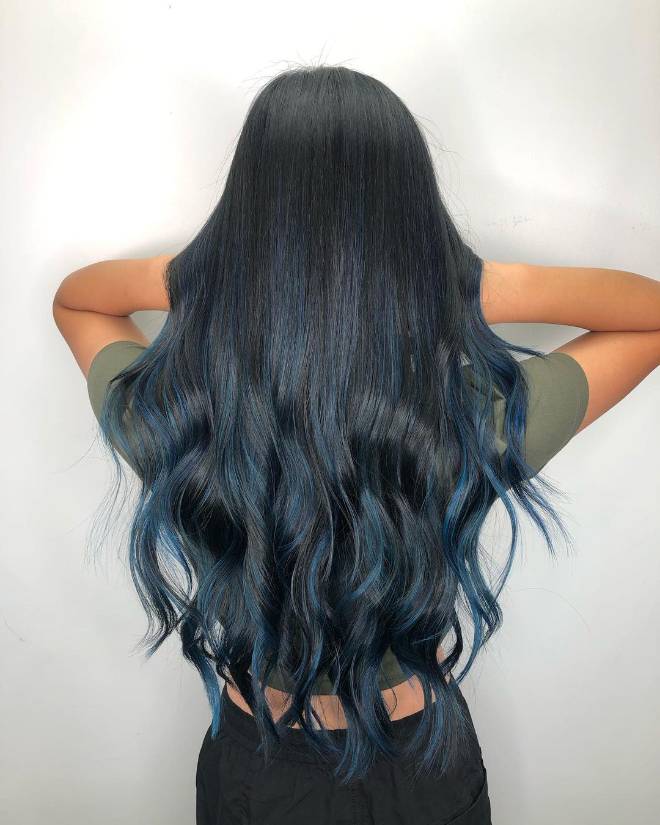 Embrace the Elegance of This Striking Blue-Black Hair Color